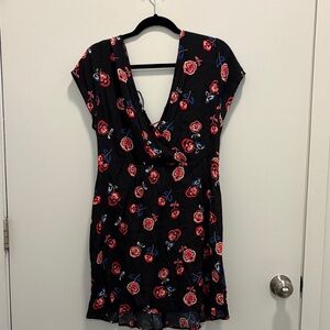 Express Black Dress with Pink Floral Pattern